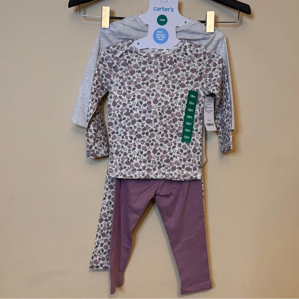 NWT Carter's Baby 4-piece Layette Set in Purple (Ditsy) Size 18M /‎ 12M